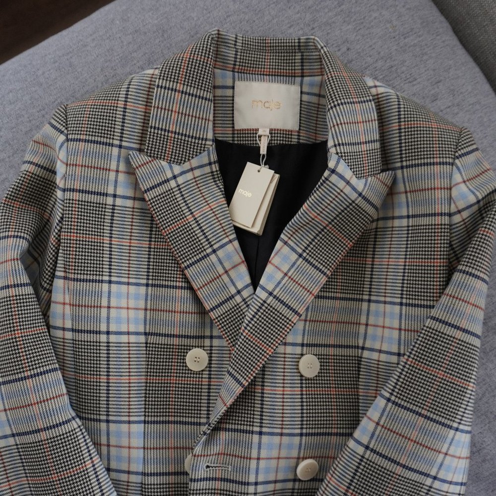 Maje Light brown Checkered pattern Jacket and skort set(Jacket size36, Skirt 38)